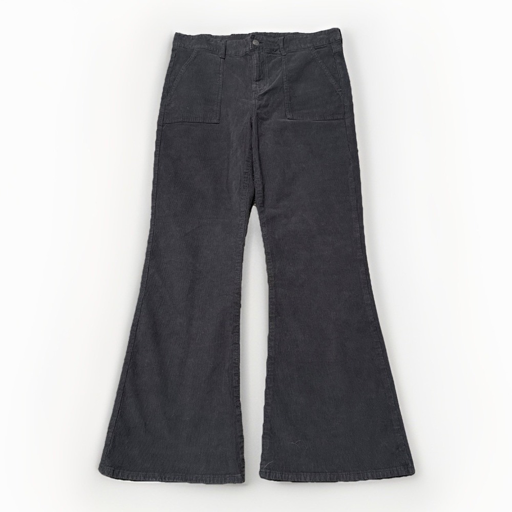 American Eagle Outfitters High-Rise Black Corduroy Flare Jeans